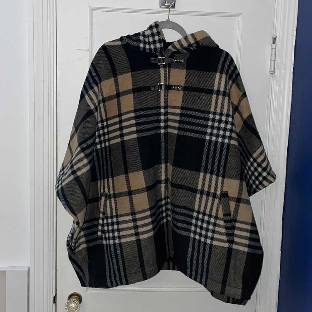 Cute plaid poncho / pull over sweater